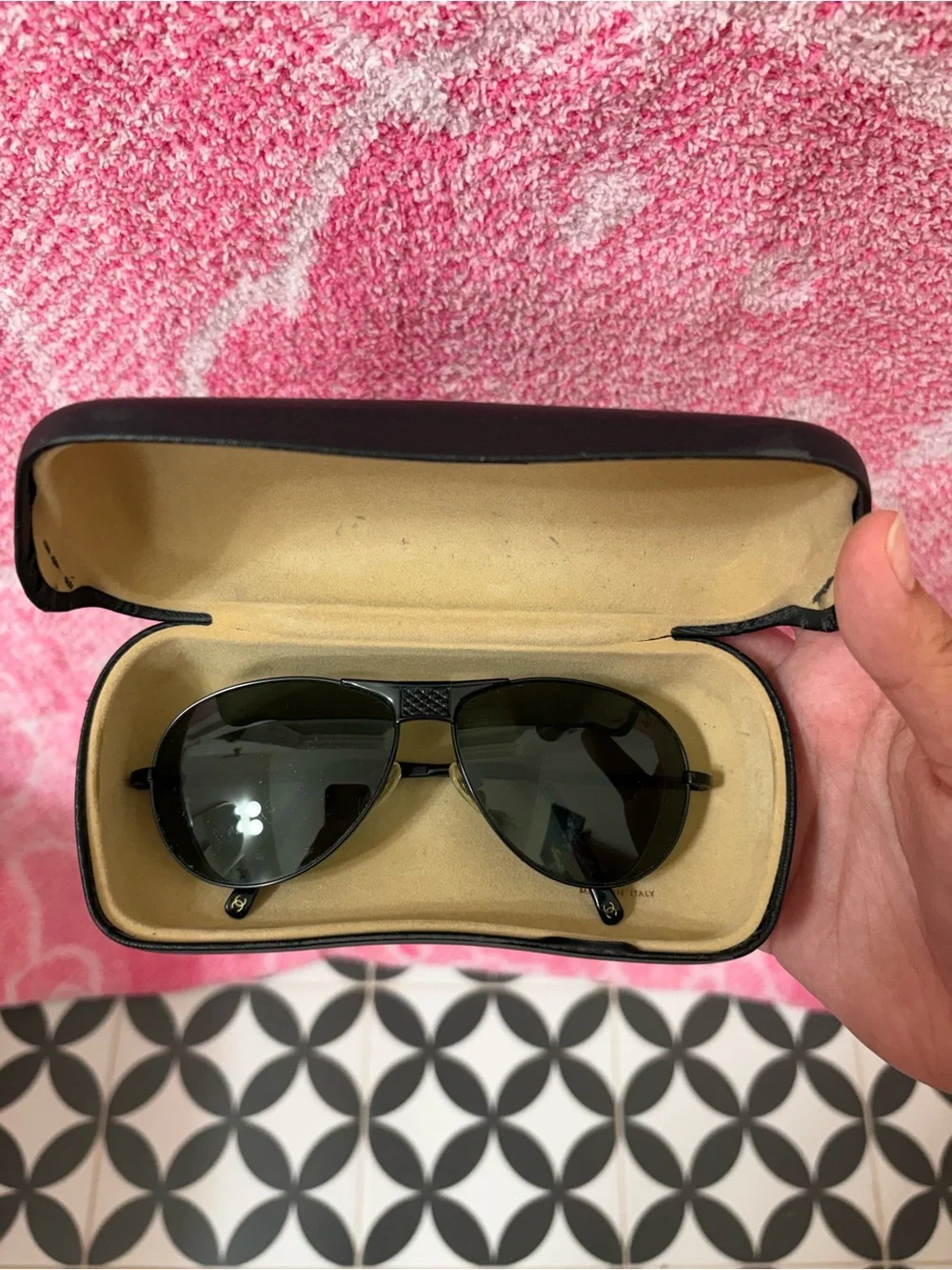 CHANEL Black Sunglasses Hard Case